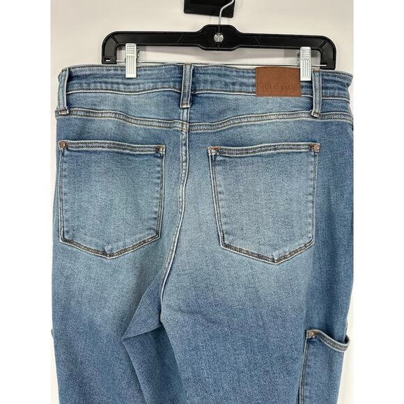 Judy Blue 90s Straight Cargo Jeans Womens 18W Blue High Rise Denim Medium Wash - Picture 4 of 9